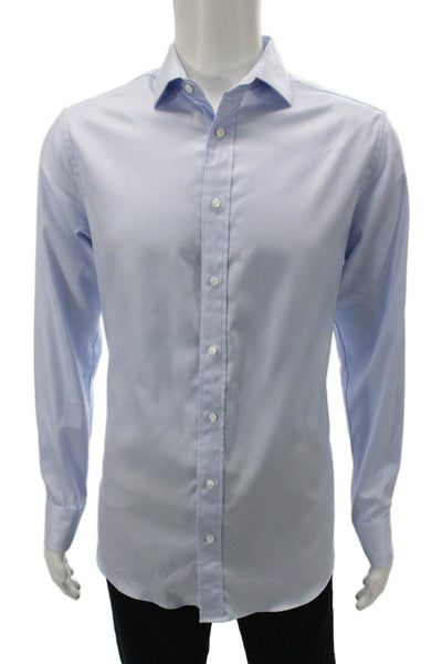 Indochino Mens Cotton Collared Long Sleeve Casual Button-Down Shirt Blue Size L