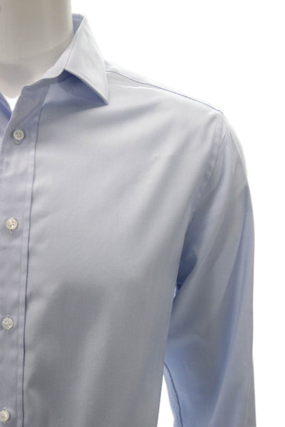 Indochino Mens Cotton Collared Long Sleeve Casual Button-Down Shirt Blue Size L