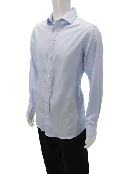 Indochino Mens Cotton Collared Long Sleeve Casual Button-Down Shirt Blue Size L