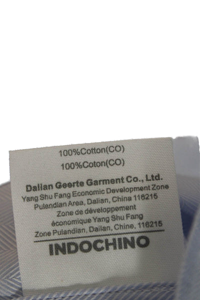 Indochino Mens Cotton Collared Long Sleeve Casual Button-Down Shirt Blue Size L