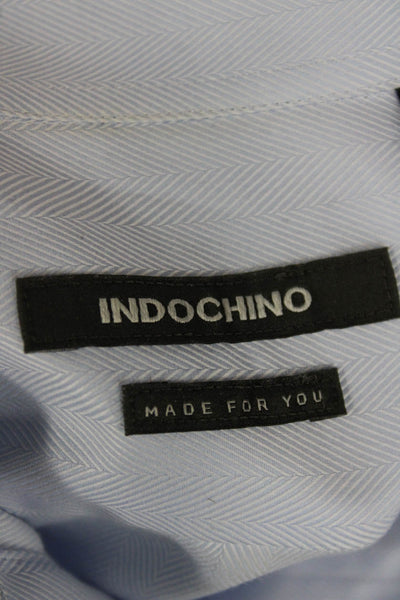 Indochino Mens Cotton Collared Long Sleeve Casual Button-Down Shirt Blue Size L