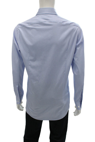 Indochino Mens Striped Collared Long Sleeve Button-Down Shirt Blue Size L