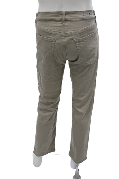 7 For All Mankind Mens Cropped Khakis Gray Button Fly Size 32