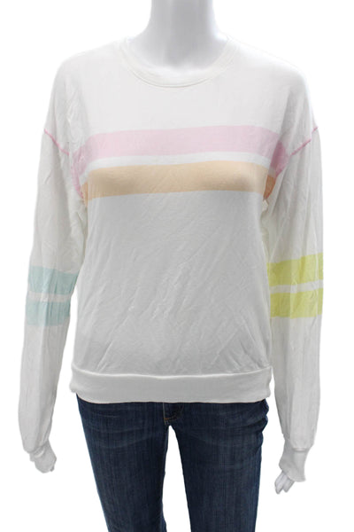 PJ Salvage Womens Striped Pajama Sweater White Multi Colored Size Extra Small