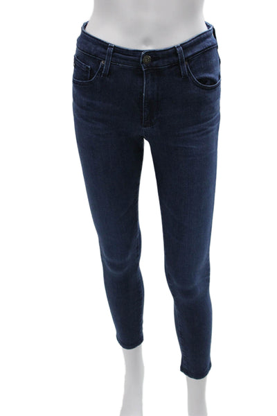 AG Adriano Goldschmied Womens Dark Blue High Rise Ankle Skinny Jeans Size 26