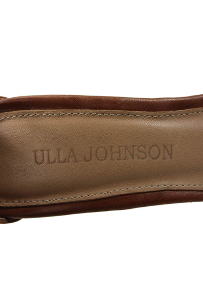 Ulla Johnson Womens Leather Tassel Ankle Strap High Heels Shoes Brown Size 5