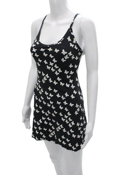 Outdoor Voices Womens Slip Tank Dress Black Butterfly Graphic Size 2XS