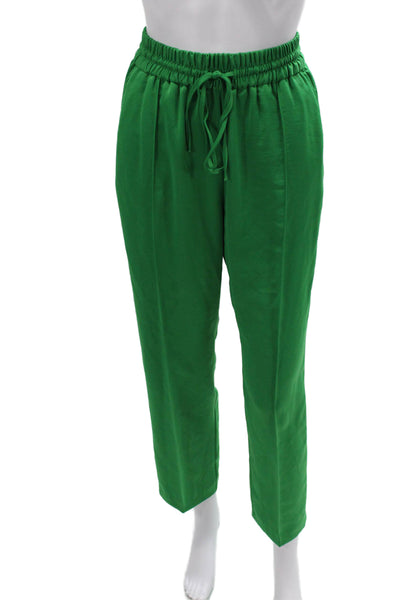 Zara Womens Green Jogger Sweatpants Drawstring 100% Polyester Size XS