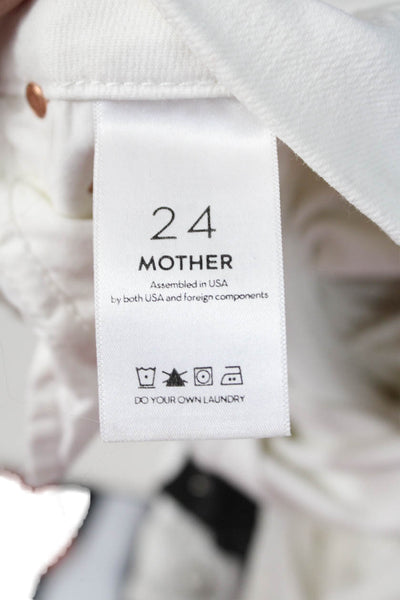Mother Women Skinny Ankle Jeans White Mid Rise Button Fly 27in Size 24