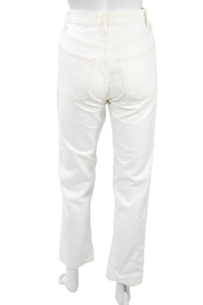 Agolde Women Mom Straight Jeans White High Rise Button Size 23