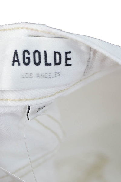 Agolde Women Mom Straight Jeans White High Rise Button Size 23
