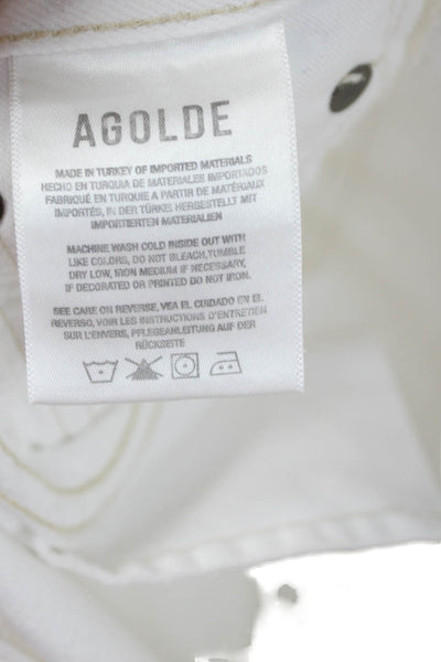 Agolde Women Mom Straight Jeans White High Rise Button Size 23