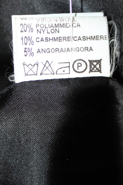 Eliza Corsini Womens Black Overcoat Button Collared Wool Cashmere Size 42