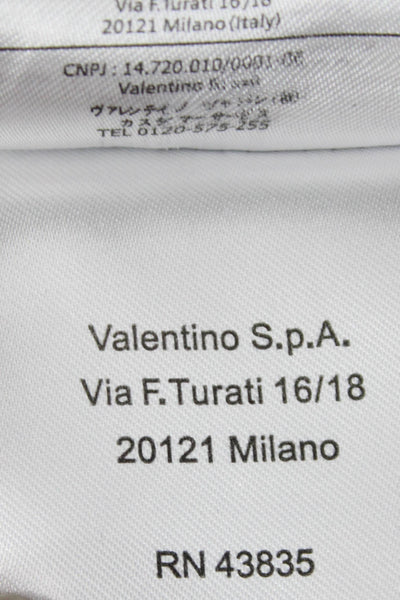 RED Valentino Womens Black Silk Collared Button Up Blouse Long Sleeve Size 44