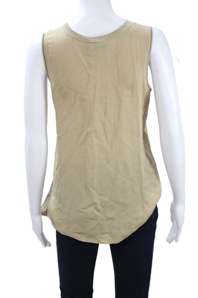 Theory Womens Silk Basic Sleeveless Tank Crew Neck Beige Size PP