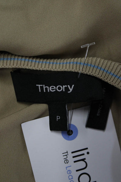 Theory Womens Silk Basic Sleeveless Tank Crew Neck Beige Size PP
