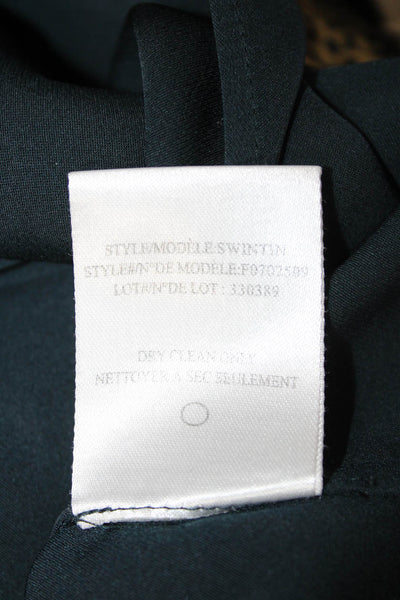 Theory Women Sleeveless 100% Silk Tank Crew Neck Zip Dark Blue Size PP
