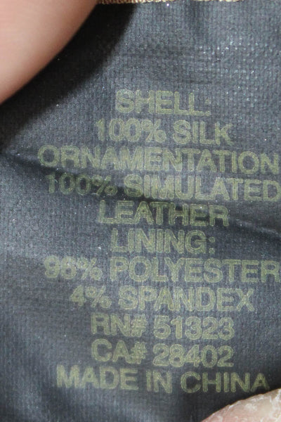 Cynthia Steffe Womens Beige Silk Long Sleeve Round Neck Blouse Size 2