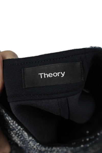 Theory Womens Biker Jacket Dark Blue High Neck Long Sleeve Size PP