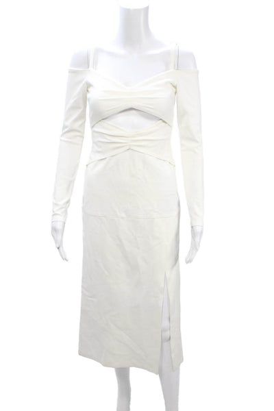 Alexis Women Bodycon Sheath Midi Dress White Long Sleeve Size XS