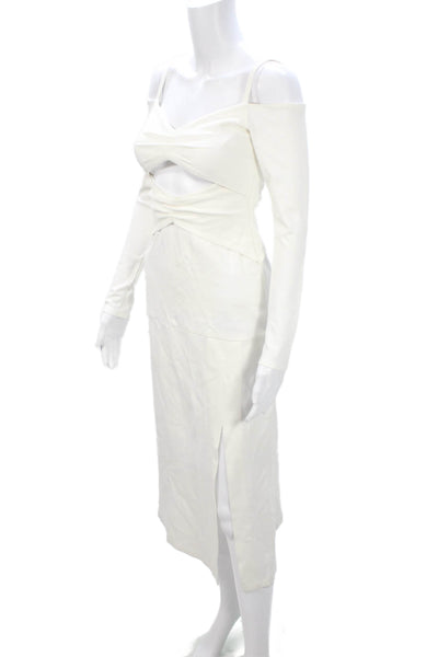 Alexis Women Bodycon Sheath Midi Dress White Long Sleeve Size XS