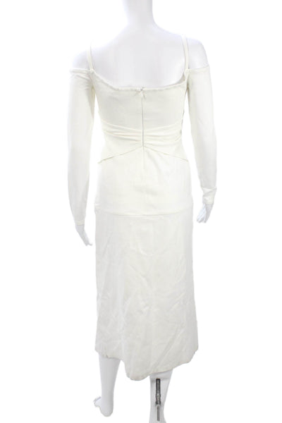 Alexis Women Bodycon Sheath Midi Dress White Long Sleeve Size XS