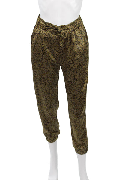 Joie Womens Ankle Jogger Pants Brown Leopard Drawstring Size XS