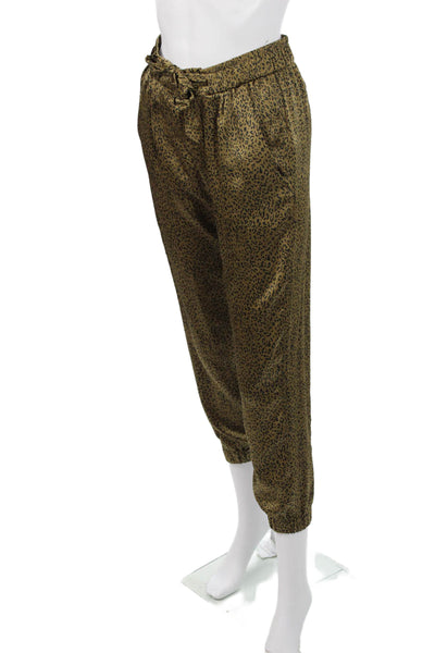 Joie Womens Ankle Jogger Pants Brown Leopard Drawstring Size XS