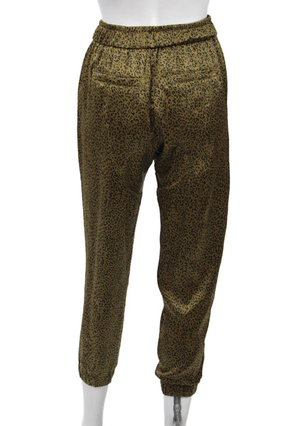 Joie Womens Ankle Jogger Pants Brown Leopard Drawstring Size XS