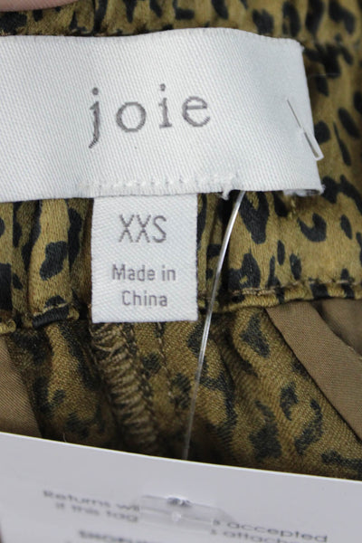 Joie Womens Ankle Jogger Pants Brown Leopard Drawstring Size XS