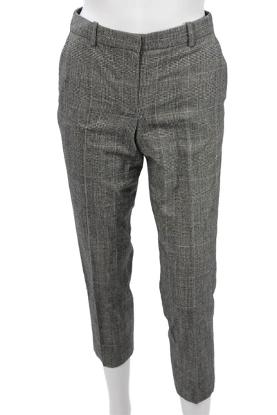 Theory Womens Gray Wool Check Ankle Cropped Pants 25in Size 00