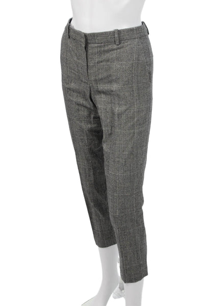 Theory Womens Gray Wool Check Ankle Cropped Pants 25in Size 00