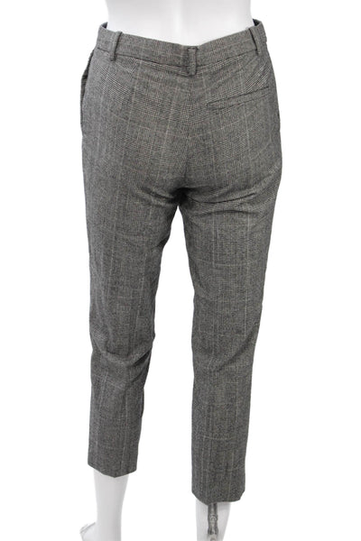 Theory Womens Gray Wool Check Ankle Cropped Pants 25in Size 00