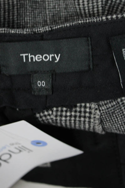 Theory Womens Gray Wool Check Ankle Cropped Pants 25in Size 00