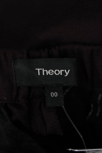 Theory Womens Ankle Cropped Dress Pants Brown Wool Size 00