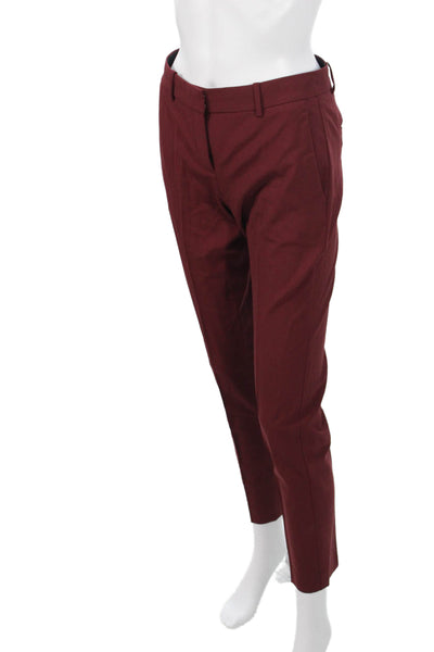 Theory Unisex Ankle Dress Pants Red Wool Button Size 00