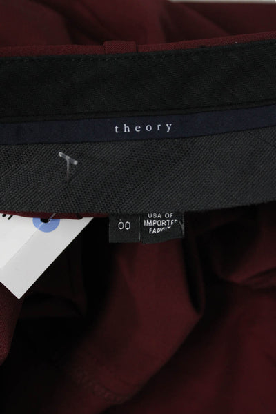 Theory Unisex Ankle Dress Pants Red Wool Button Size 00