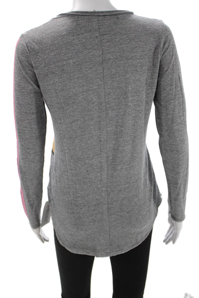 Chaser Women Jersey T-Shirt Gray Graphic Long Sleeve Size S