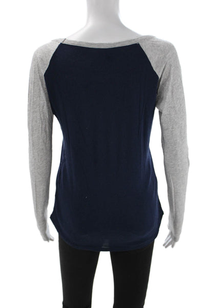 Chaser Women Dark Blue Cotton Jersey Music Graphic Long Sleeve T-Shirt Size S
