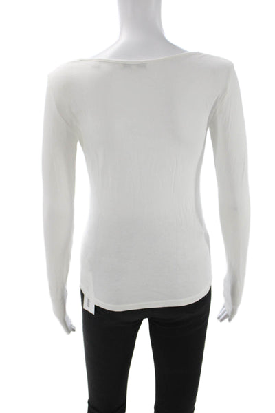 Vince Womens Basic Square Neck Long Sleeve White T-Shirt Size XS