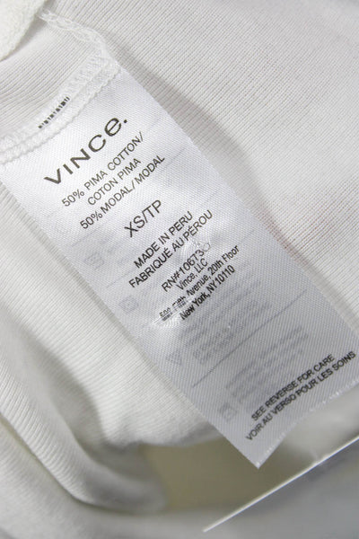 Vince Womens Basic Square Neck Long Sleeve White T-Shirt Size XS