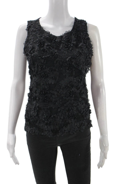 Insight Womens Black Floral Sleeveless Tank Round Neck Polyester Size L