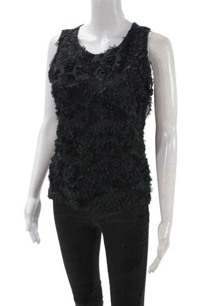 Insight Womens Black Floral Sleeveless Tank Round Neck Polyester Size L