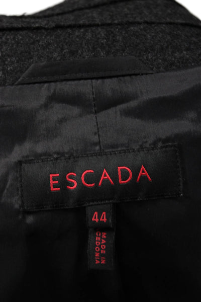 Escada Women Dark Gray Collared Zip Short Sleeve Wool Angora Jacket Size 44
