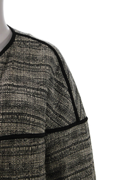 Akris Punto Women Black Cotton Blend Zip Round Neck 3/4 Sleeve Jacket Size 16