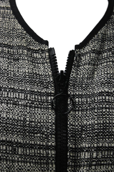 Akris Punto Women Black Cotton Blend Zip Round Neck 3/4 Sleeve Jacket Size 16