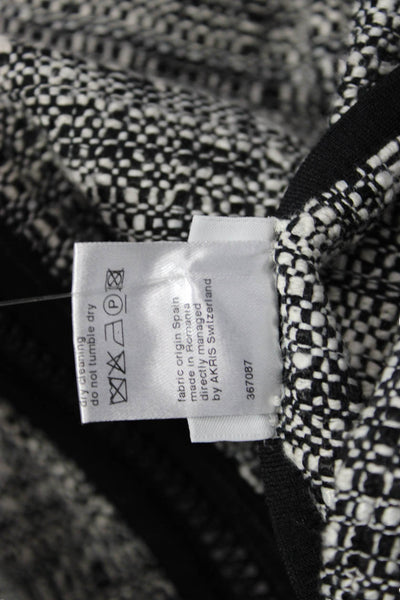 Akris Punto Women Black Cotton Blend Zip Round Neck 3/4 Sleeve Jacket Size 16