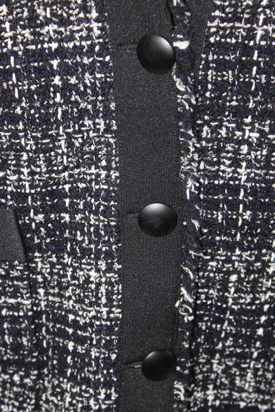 Akris Punto Womens Black Check Sleeveless V-Neck Button Vest Designer Size 16