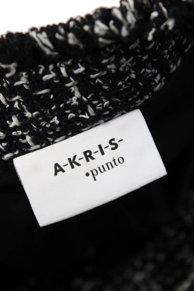 Akris Punto Womens Black Check Sleeveless V-Neck Button Vest Designer Size 16