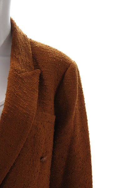 L'Agence Women Brown Collared Long Sleeve Solid Blazer Button Size 14